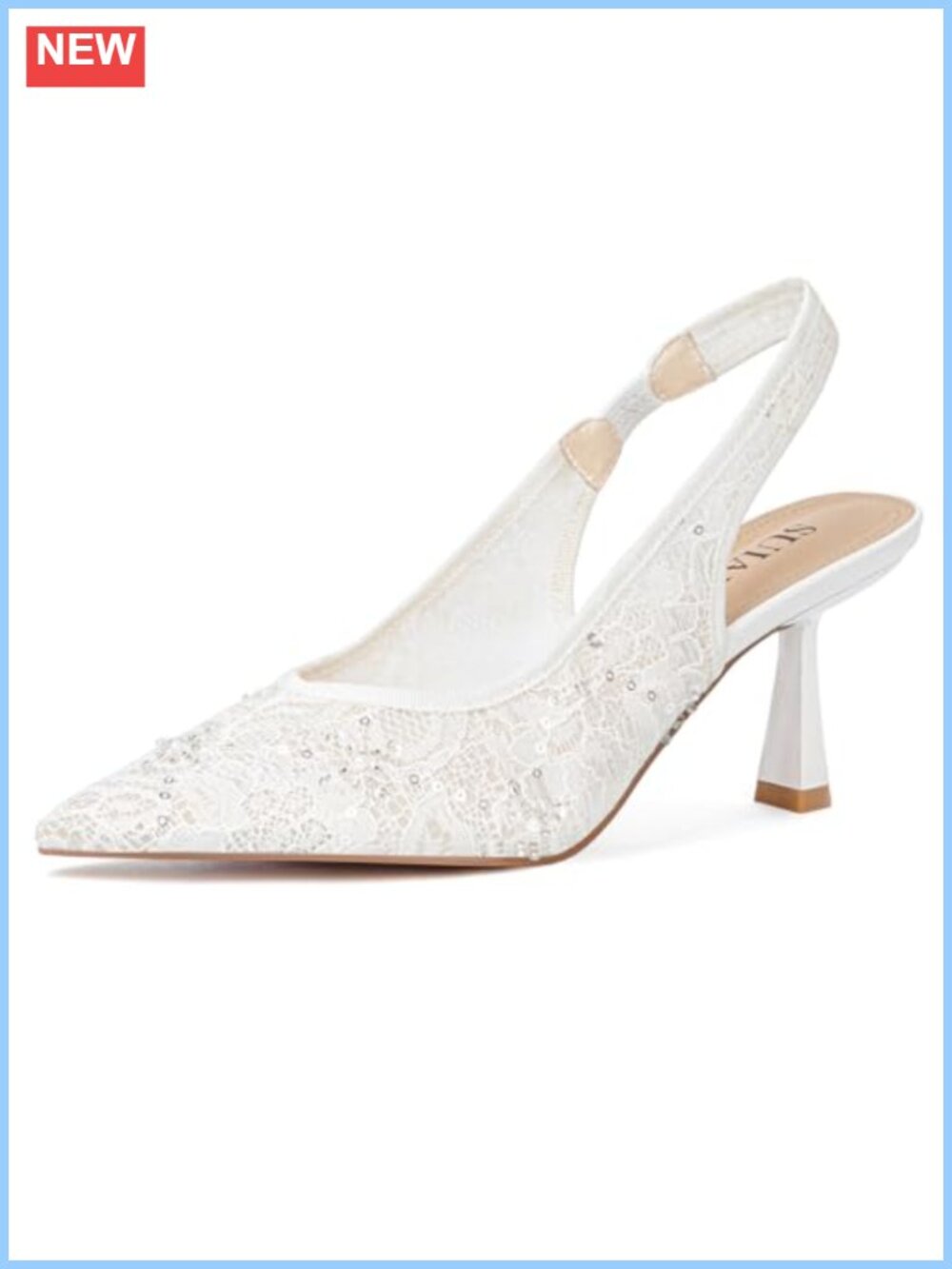 Slingback Kitten Heel Lace Mesh Pumps for Women